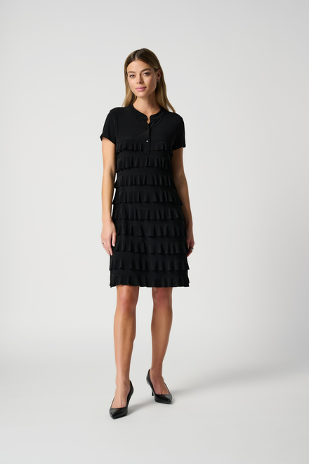Ruffled T-Shirt Dress Style 211350. Black