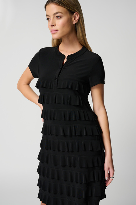 Ruffled T-Shirt Dress Style 211350. Black. 3
