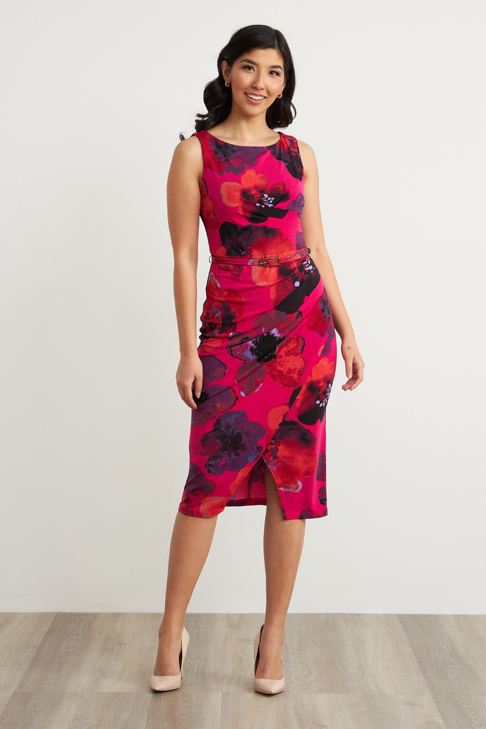 Joseph Ribkoff Floral Sheath Dress Style 211351. Pink/multi