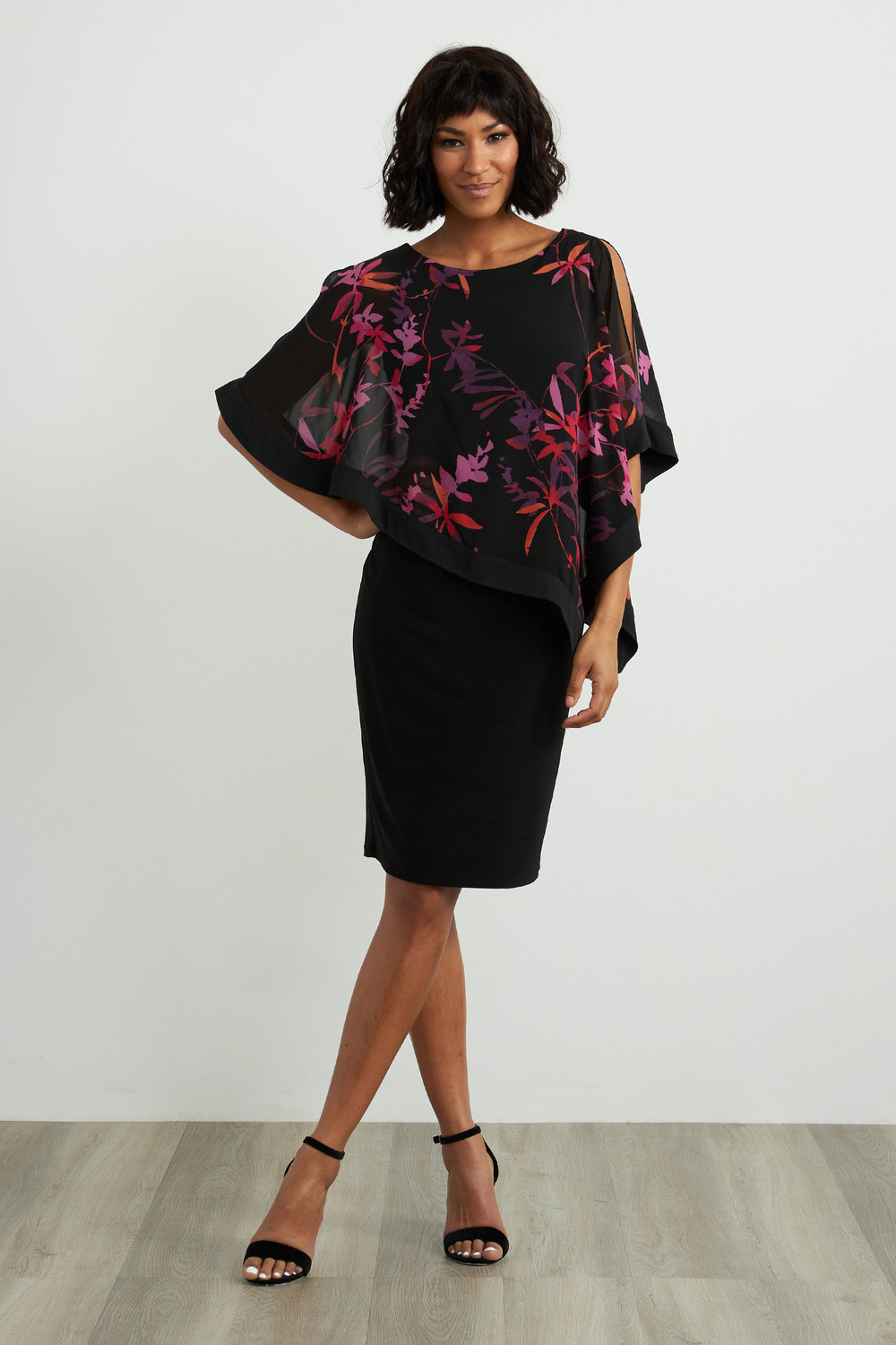 Joseph Ribkoff Floral Dress Style 211374. Black/multi