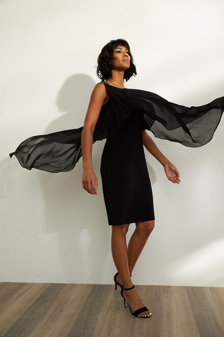 Joseph Ribkoff Cold Shoulder Layer Dress Style 211421. Black