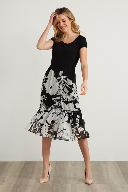 Joseph Ribkoff Printed Dress Style 211485. Black/white