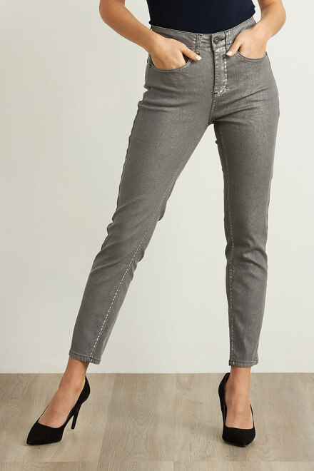 Joseph Ribkoff Sequin Metallic Pants Style 211906. Medium Grey