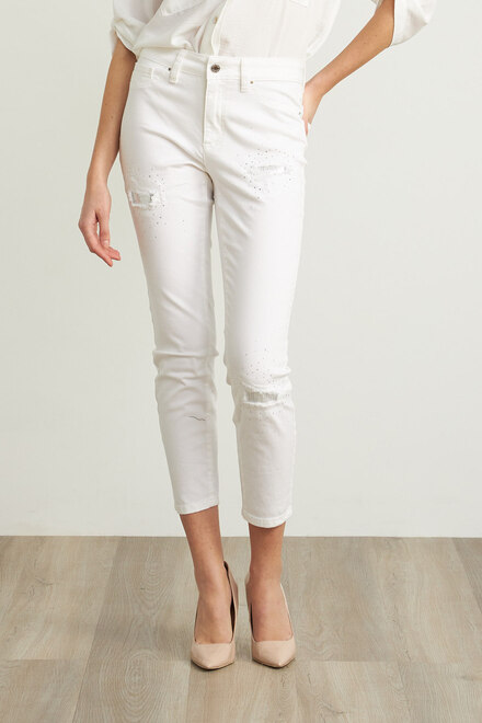 Joseph Ribkoff Sequin Detail Jeans Style 211977. White