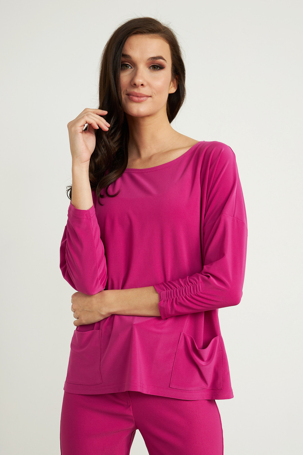 Joseph Ribkoff Pocket Detail Top Style 211327. Orchid