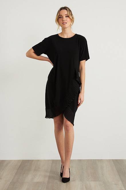 Joseph Ribkoff Frilled Dress Style 212026. Black