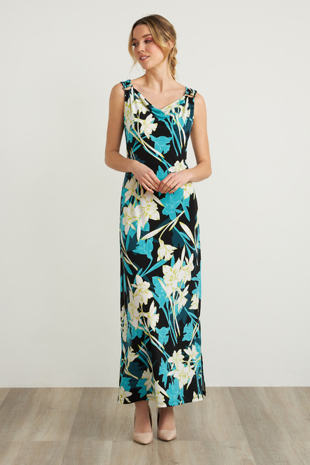 Joseph Ribkoff Floral Print Maxi Dress Style 212027. Black/multi