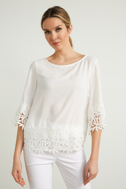 Joseph Ribkoff Crochet Top Style 212033. White