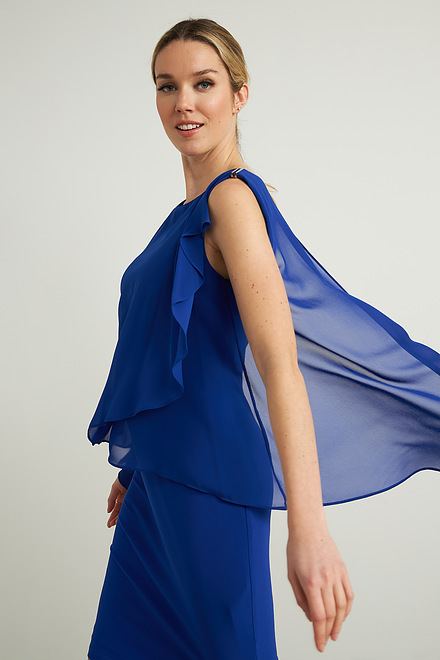 Joseph Ribkoff Sheer Sleeveless Dress Style 212057. Royal Sapphire 163. 3