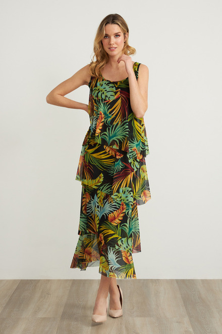 Joseph Ribkoff Tropical Maxi Dress Style 212117. Black/multi