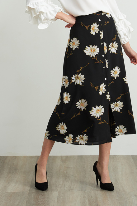 Joseph Ribkoff Daisy Print Skirt Style 212127. Black/multi