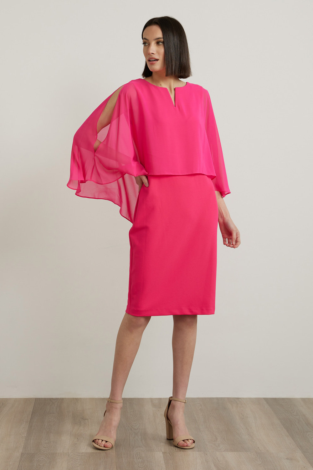 Joseph Ribkoff Chiffon Overlay Dress Style 212158. Azalea