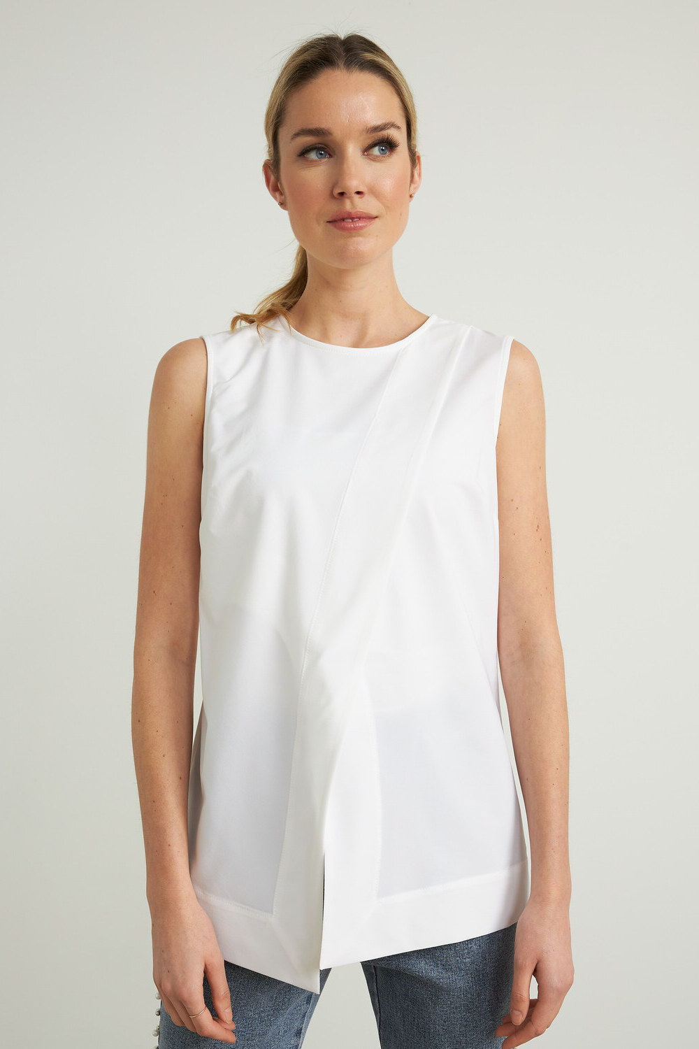 Joseph Ribkoff Pleated Front Top Style 212182. Optic White