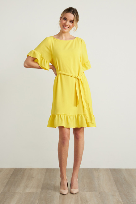 Joseph Ribkoff Ruffle Sleeve Dress Style 212217. Lemon Zest