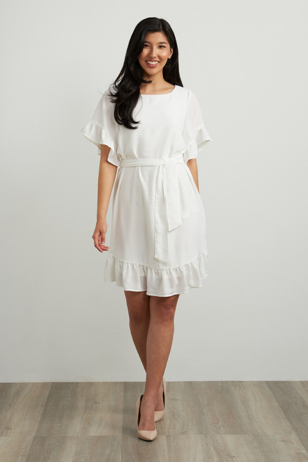 Joseph Ribkoff Ruffle Sleeve Dress Style 212217. White