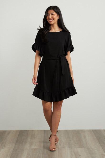 Joseph Ribkoff Ruffle Sleeve Dress Style 212217. Black