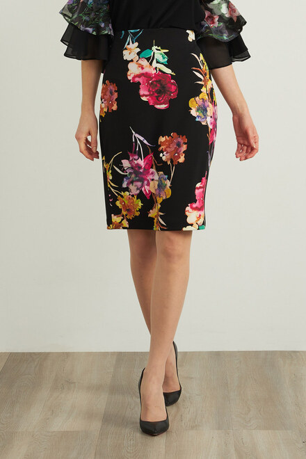 Joseph Ribkoff Floral Pencil Skirt Style 212273. Black/multi