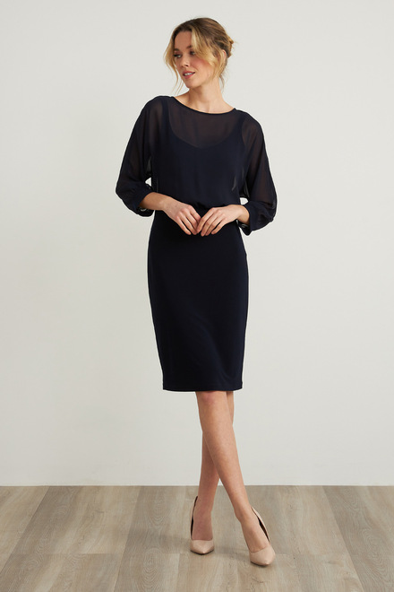 Joseph Ribkoff Sheer Bodice Dress Style 212309. Black