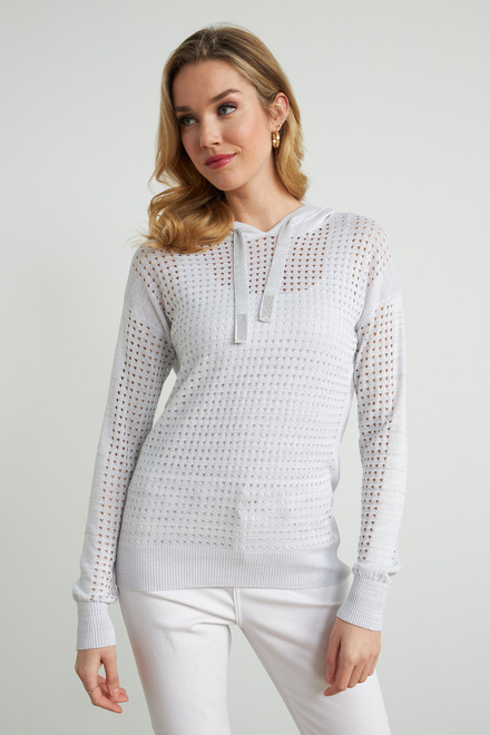 Joseph Ribkoff Perforated Sweater Style 212906. Silver