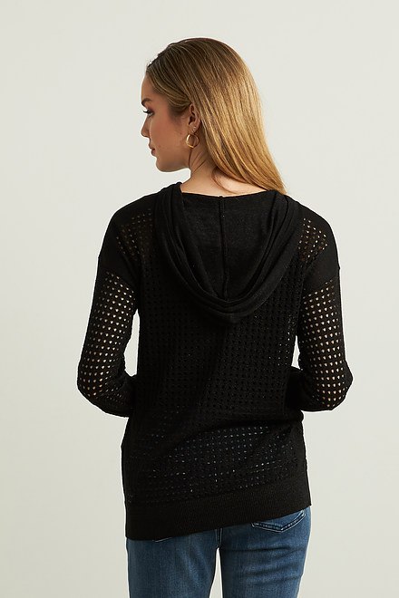 Joseph Ribkoff Perforated Sweater Style 212906. Black. 2