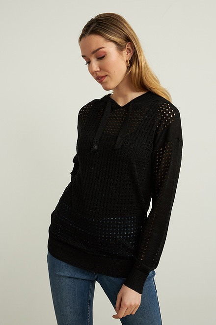 Joseph Ribkoff Perforated Sweater Style 212906. Black. 3