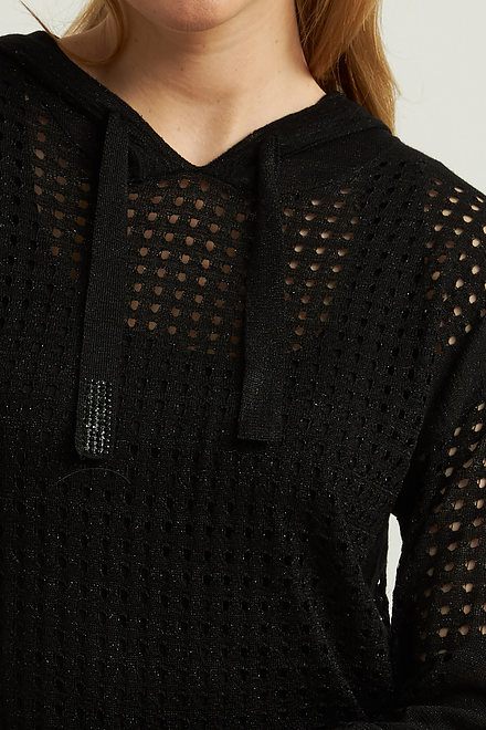 Joseph Ribkoff Perforated Sweater Style 212906. Black. 4