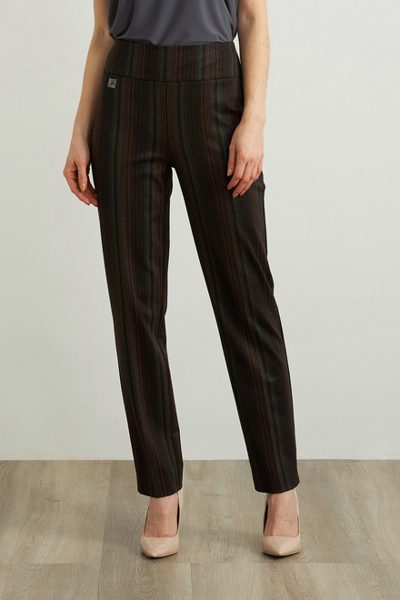 Joseph Ribkoff Striped Pull-on Pants Style 213070. Black/multi