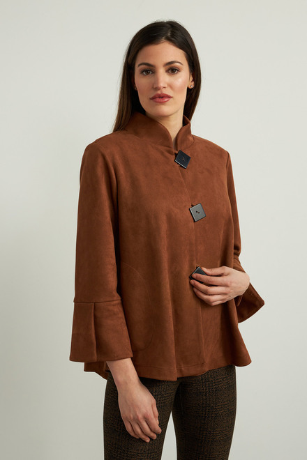 Joseph Ribkoff Faux Suede Jacket Style 213093. Brown
