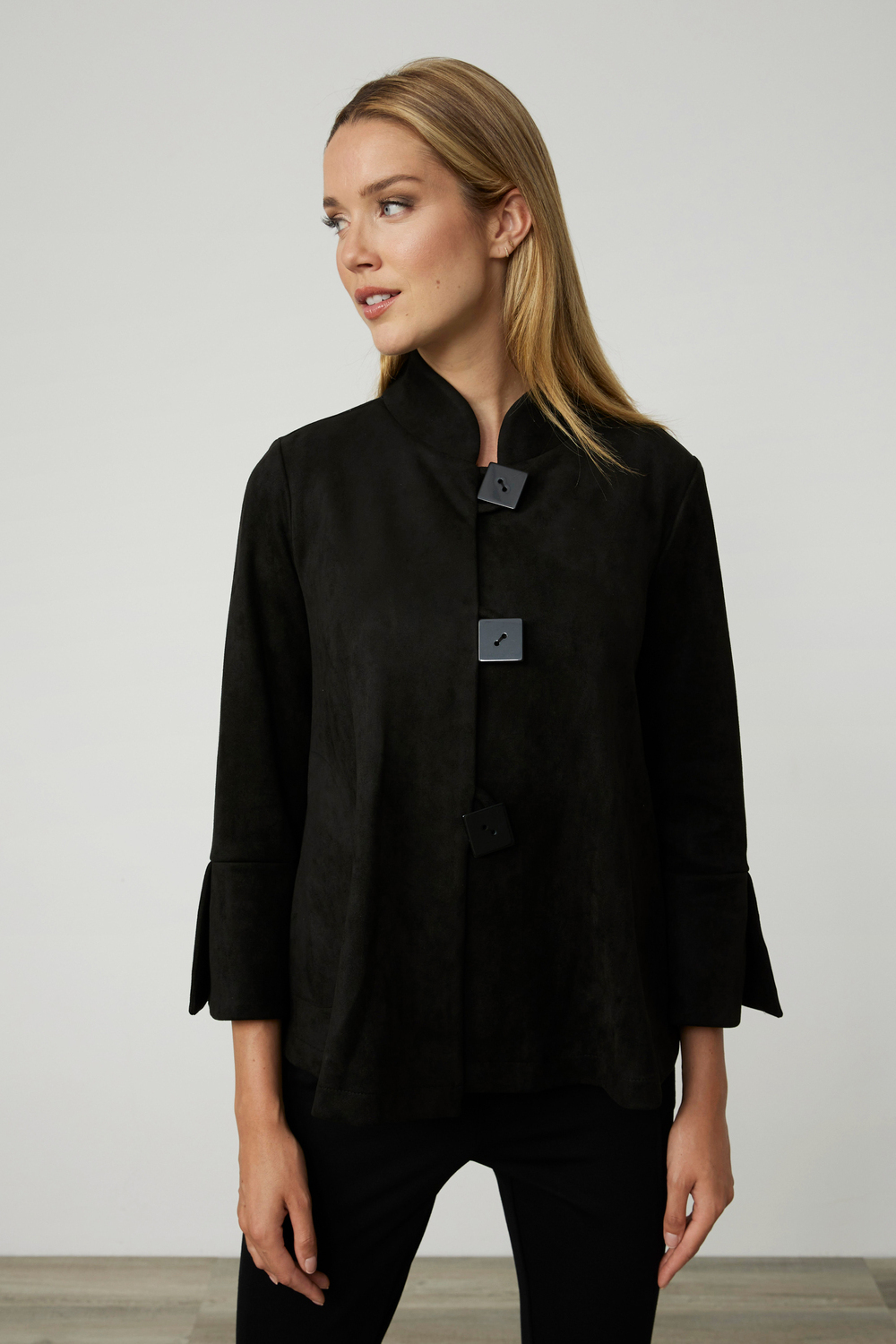 Joseph Ribkoff Faux Suede Jacket Style 213093. Black