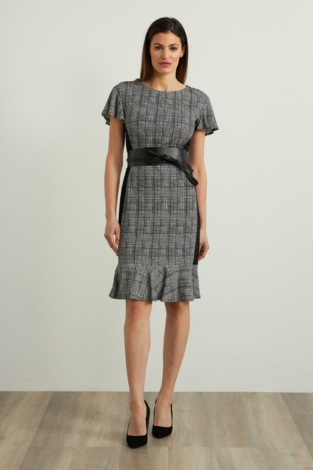 Joseph Ribkoff Checkered Print Dress Style 213125. Black/white