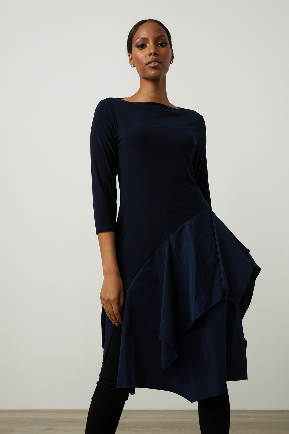 Joseph Ribkoff Tiered Asymmetric Dress Style 213251. Black
