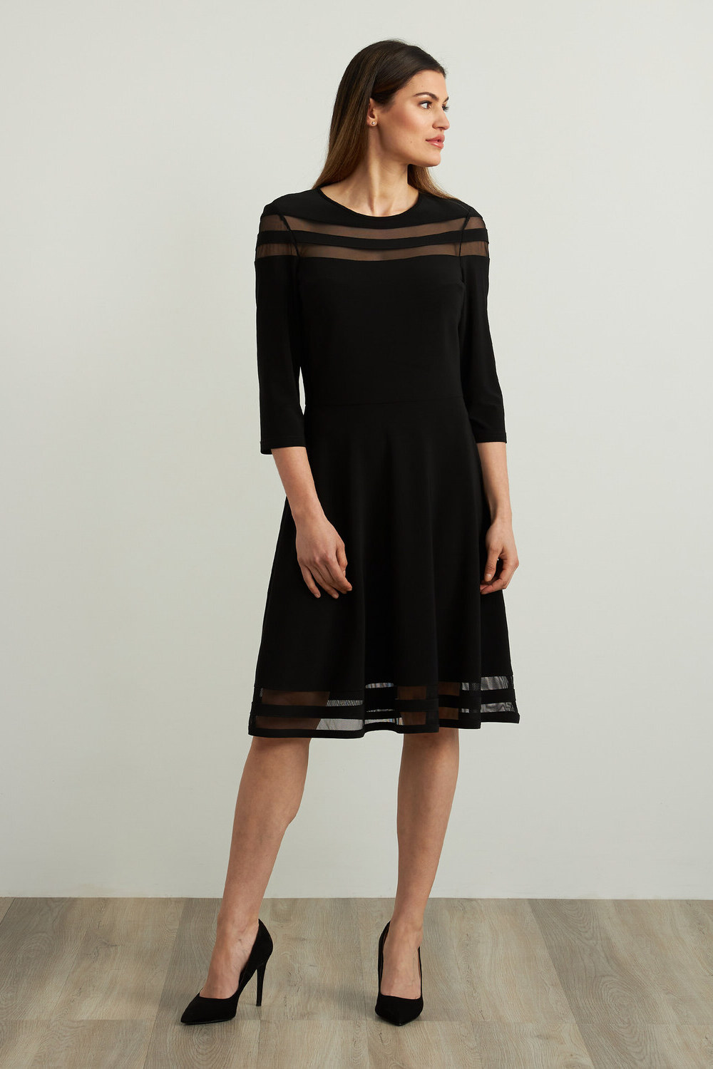 Joseph Ribkoff Mesh Insert Dress Style 213289. Black