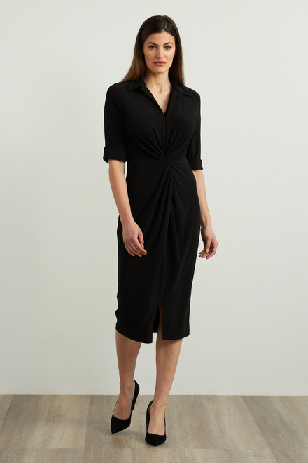 Joseph Ribkoff Wrap Front Sheath Dress Style 213327. Black