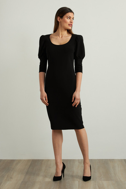 Joseph Ribkoff Puff Sleeve Dress Style 213355. Black