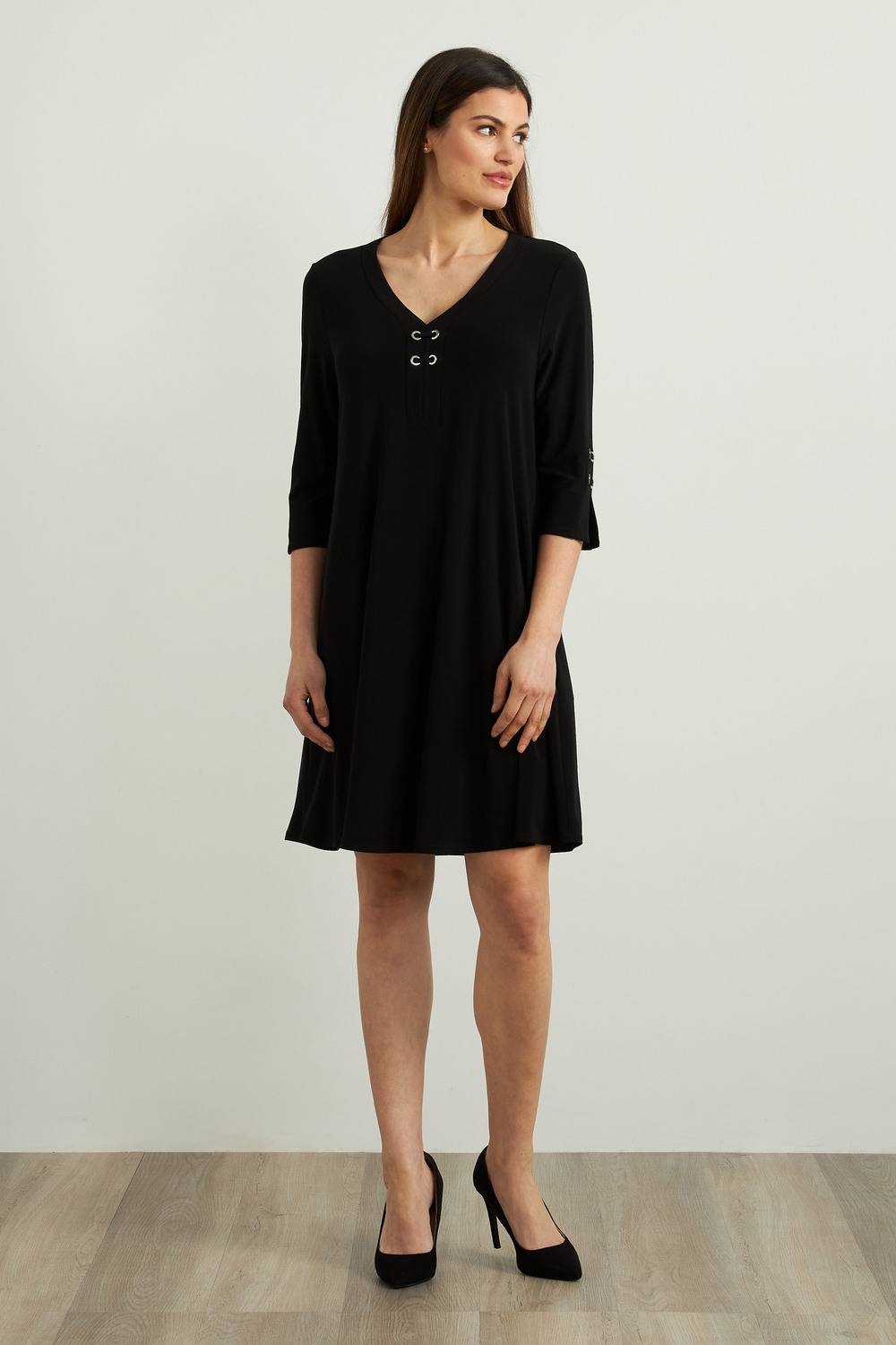 Joseph Ribkoff Fit & Flare Dress Style 213361. Black