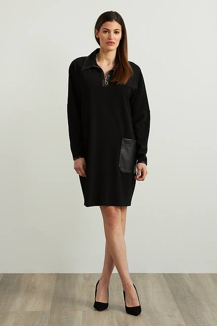 Joseph Ribkoff Leatherette Accent Dress Style 213415. Black. 4