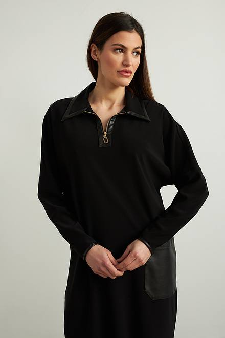 Joseph Ribkoff Leatherette Accent Dress Style 213415. Black. 3