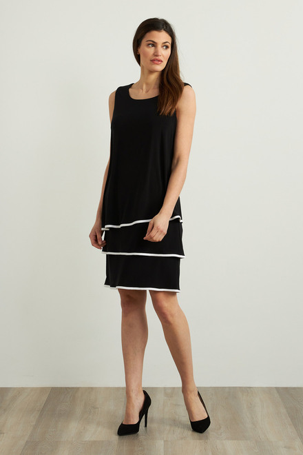 Joseph Ribkoff Tiered Dress Style 213427. Black/off White
