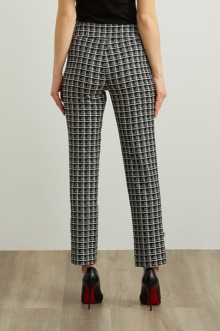 Joseph Ribkoff Plaid Jacquard Pants Style 213439. Black/white. 4