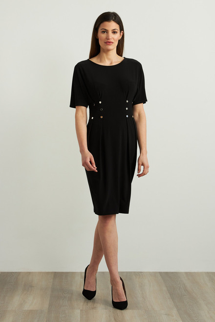 Joseph Ribkoff Waist Buttoned Dress Style 213445. Black