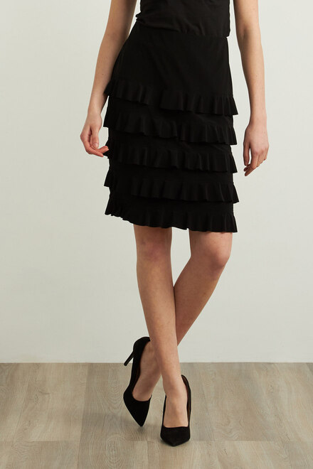 Joseph Ribkoff Tiered Ruffle Skirt Style 213561. Black