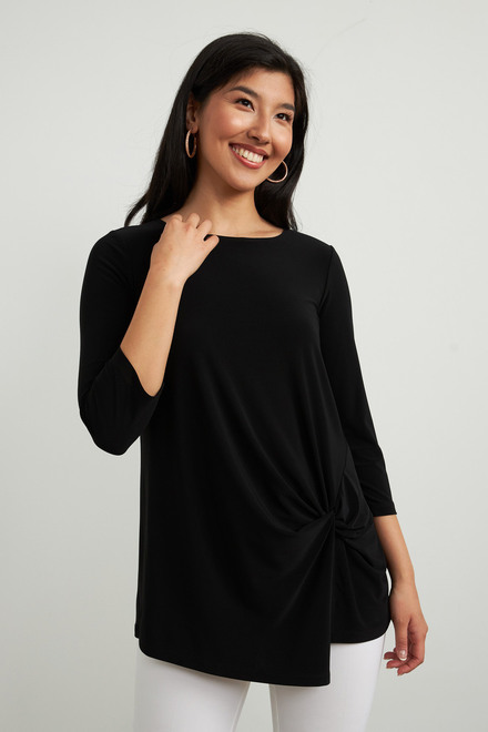 Joseph Ribkoff Knotted Front Top Style 213584. Black