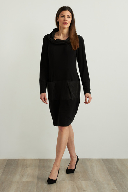 Joseph Ribkoff Tiered Detail Dress Style 213637. Black