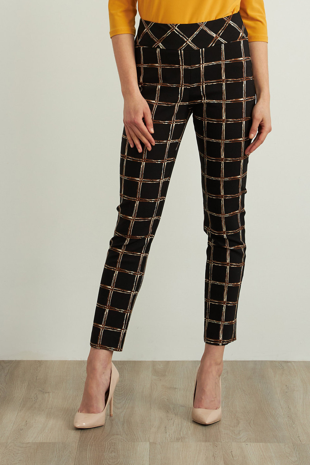 Joseph Ribkoff Checkered Print Pants Style 213643. Black/multi
