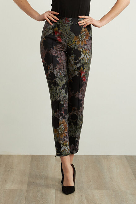 Joseph Ribkoff Floral Paisley Pants Style 213645. Black/multi