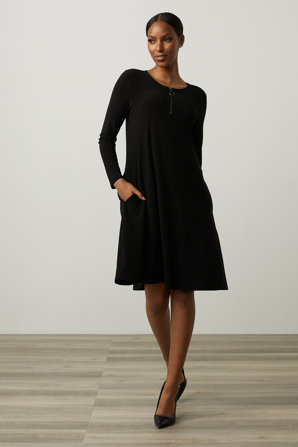 Joseph Ribkoff Fit & Flare Dress Style 213662. Black