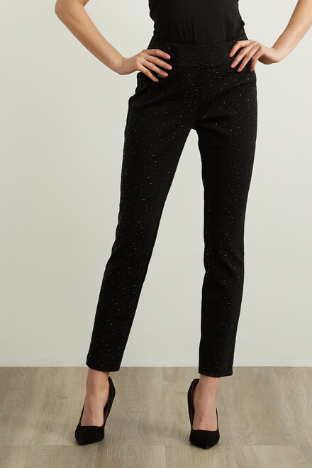 Joseph Ribkoff Foiled Knit Pants Style 213689. Black/black