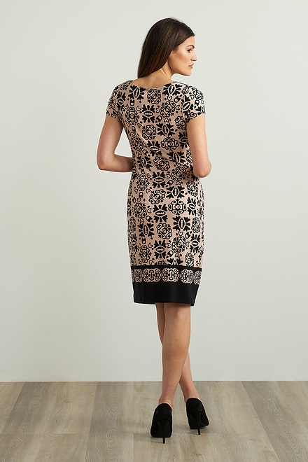 Joseph Ribkoff Printed Dress Style 213701. Black/sand. 2