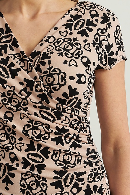 Joseph Ribkoff Printed Dress Style 213701. Black/sand. 4