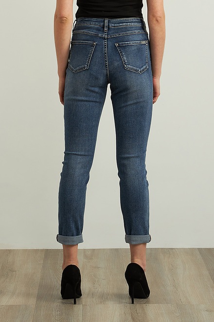 Cropped Cuffed Jeans Style 213942. Denim Medium Blue. 3